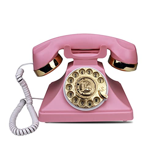 Teléfono fijo retro vintage estilo europeo rosa miniatura 1
