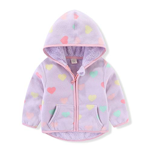 Feidoog Toddler Polar Fleece Jacket Hooded Baby Boys Girls Autumn Winter Long Sleeve Thick Warm Outerwear,Purple Heart,4-5T