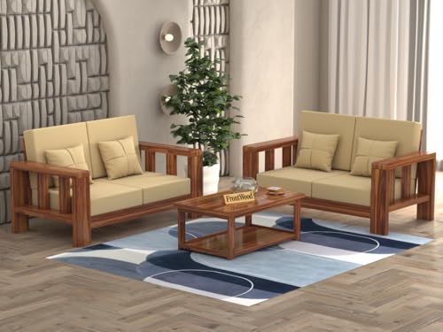 Image of Sheesham Wooden 4 Seater Sofa for Living Room | Solid Wood Sofa | Rosewood Sofa Set for Home & Office | Lounge (Natural, 2+2 Seater)