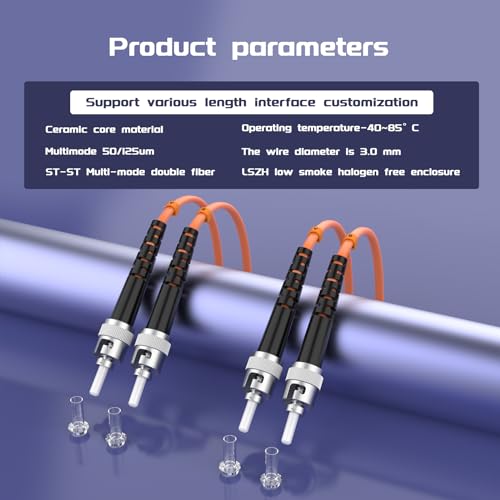 Image of 1Meter 4ft ST /UPC-ST /UPC Multi-Mode Fiber Optic Cable ST to ST OM1 Jumper Optical Patch Cord Duplex 62.5 /125um Orange ST-ST