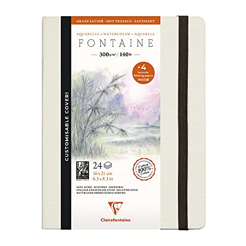 Papier dessin Fontaine blanc satiné en carnet Clairefontaine pour aquarelle en voyage