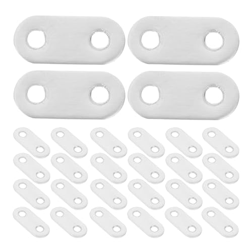 minkissy 50pcs Stainless Steel Flat Straight Brace Plate Connector Metal Brackets for Wood Shelves Furniture Mending Plates 37mm X 16mm X 2mm Industrial Hardware