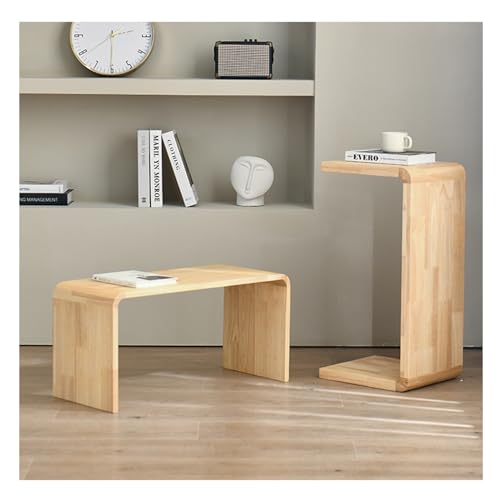 Genérico Mesa Auxiliar de Madera Maciza en Forma de C: Mesa Auxiliar compacta para sofá, Ideal para Espacios pequeños, Elegante mesita de Noche de Madera para Sala de Estar, Dormitorio, Oficina, BALC