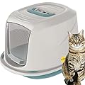 Cat Hooded Litter Tray Blue Jumbo Kitten Toilet Enclosed Box Pan Loo Filter Flap Door CatCentre®