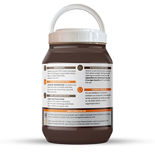 Image of Trubite Chocolate Peanut Butter (Crunchy) (2.5 kg) | High in Protein | Goodness of Dark Chocolate | No Cholesterol | Rich in Antioxidant (2.5KG)