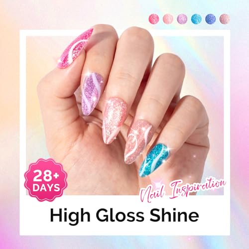 Image of MelodySusie 7.5ML Glitter Gel Nail Polish Set, 6 Colors Sparkle Gel Polish Kit Blue Purple Pink Glitter Gel Polish Gifts for Women Nail Art Manicure Salon DIY Nail Design Decoration at Home
