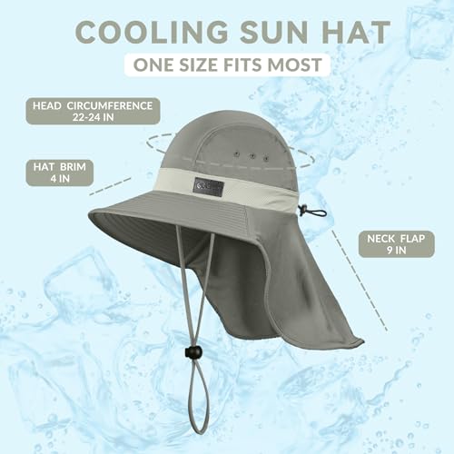 Sukeen Cooling Sun Hat For Men Women Upf50+ Wide Brim Fishing Hat With Neck Flap Adjustable Foldable Bucket Hat For Hiking Grey thumb #5