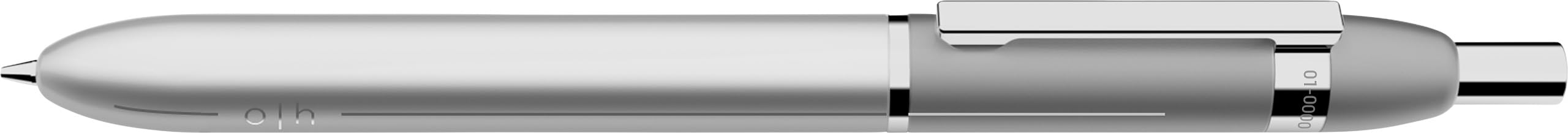 Otto Hutt 002-18809 - Druckbleistift Design 03 - Bleistift aus Messing Vollmaterial in der Farbe light grey - mit 0,7 mm Minen und Radiergummi