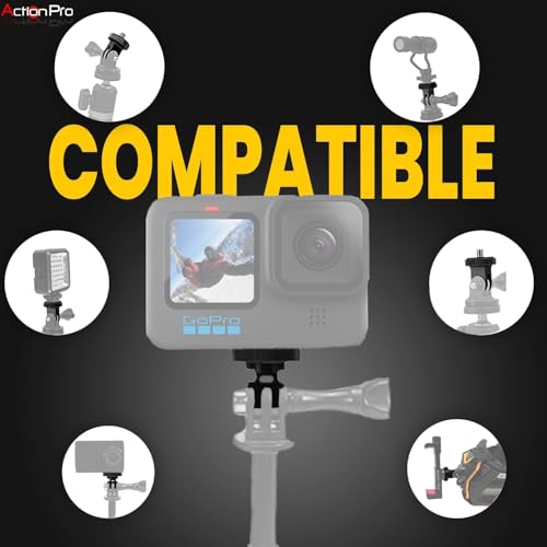 Image of Action Pro 1 /4 inch Thread Tripod Mount Adapter with Stainless Steel Insert Compatible with GoPro Hero 13 /12 /11 /10 /9 /8 /7 /6 /5 /4, Insta360, DJI Osmo Pocket, SJCAM, Xiaomi & Yi Action Cameras (Pack of 4)