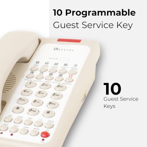 Image of Beetel H95 Hotel Landline Phone,Two way Speaker phone,In use,Ringer & Hold LED,10 Programmable Guest Keys and Flash timing,SOS Function,Hearing Aid Function,Desktop /Wall Mountable,8 Speed Dial (IVORY)