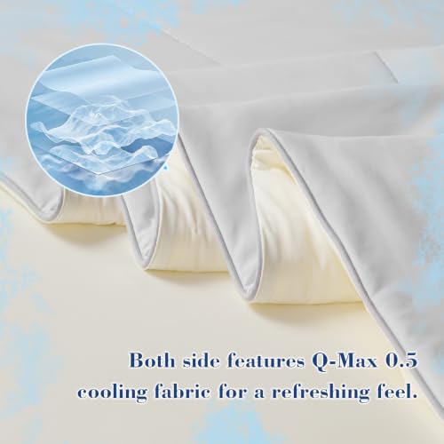 Image of EMME Cooling Comforter Queen Size, Double Sided 90% Nylon Fabric Cold Cooling Blanket for Hot Sleepers, Q-Max>0.5 Breathable Summer Quilt for Night Sweater Lightweight (Light Grey,90 x 90)
