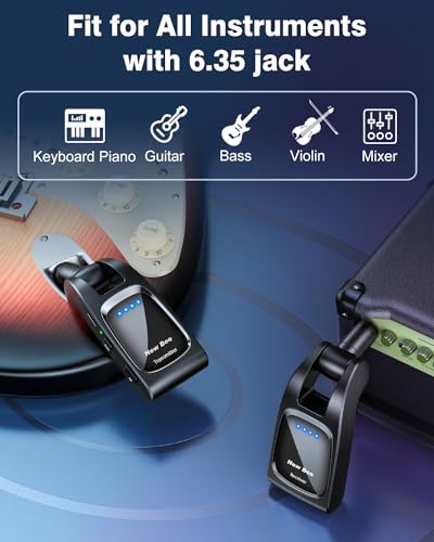 wireless guitar system 24 ghz with 6 channels rechargeable audio wireless guitar transmitter receiver for guitar bass electric instruments