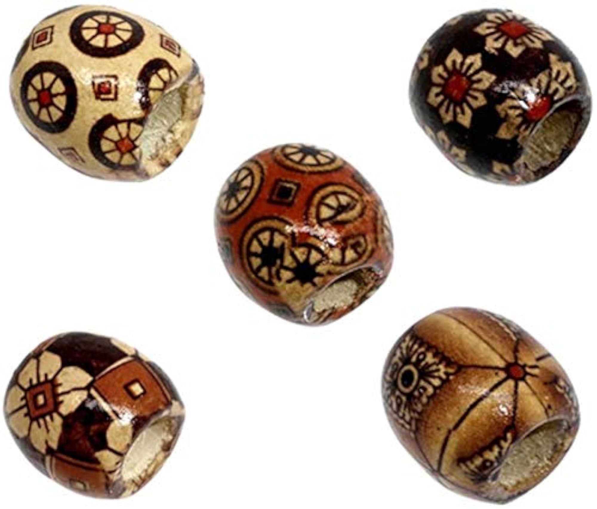100 Mixed Painted Drum Wood Spacer Beads, 17x16mm