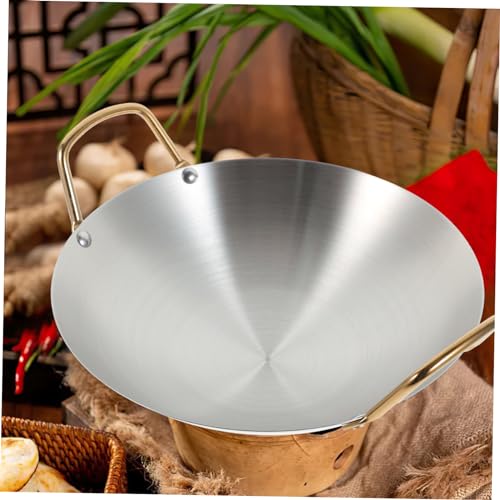 Wok pequeño de acero inoxidable con doble asa antiadherente miniatura 7