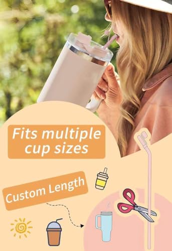 Image of Doboli Replacement 13 inch Long Silicone Straw With Straw Cover,Compatible with Stanley Owala 40 oz 30 oz Cup Tumbler, 6 Pack Reusable Bent Straw with Cleaning Brush,for Stanley Tumbler Accessorie