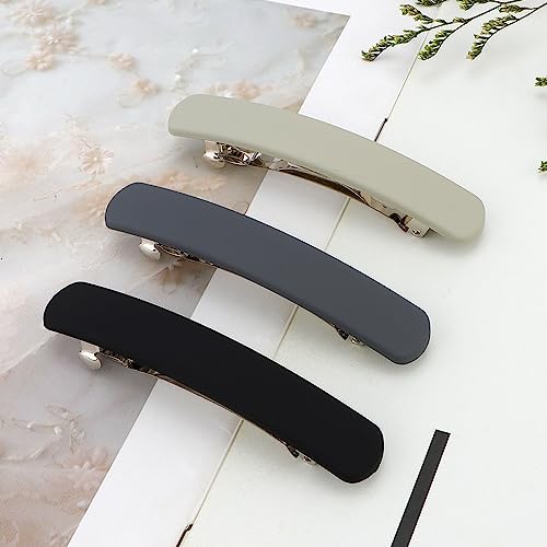 Atoden Hair Clips Barrettes For Women 3 Pcs Matte Barrettes For Thin Fine Hair 3.54'' Flat Hair Clip French Barrette Hair Clips For Short Medium Hair Styling Clips Non Slip Strong Hold Vintage Hair Accessories For Women Girls #TOP6