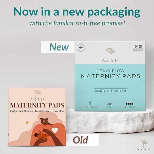 AZAH Maternity Pads after Delivery for Women (Box of 12 Pads) Ultra-Absorbent XXXL Pads | Organic Cotton Maternity Pads made for Heavy Flow,... - Image 3