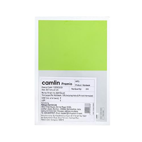 Image of Camlin Premio 64 GSM Single Line 120 pages Notebook pack of 3