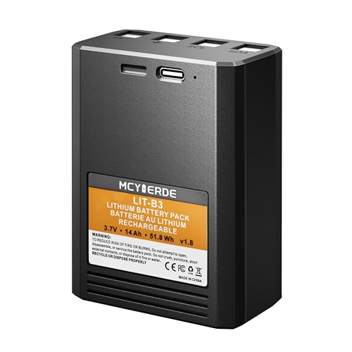MCYIERDE 14000mAh Rechargeable Lithium Battery Compatible with Vosker V300 and VKX Mobile Security Cameras Long-Lasting Power, Fast Charging and Weather Resistant Design