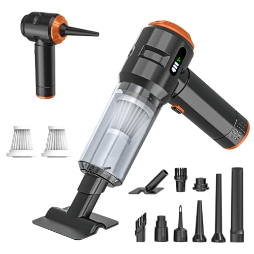 Image of Handheld Vacuum Cleaner Cordless, 23000Pa Powerful Car Mini Vacuum Cleaner, Rechargeable Portable Lightweight dust Catcher for Home Car Carpet Stairs Pet Hair Deep Cleaning（Black-Orange）