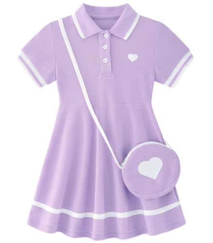 Move Dance Little Girls Sporty Dress Size 6-7 Purple Sundress with Bag - image 1