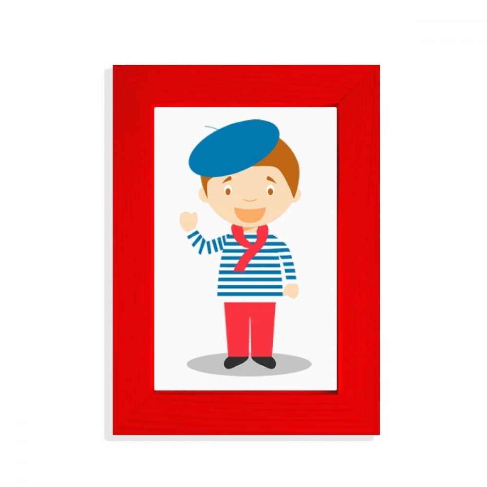 Cadre photo art déco bleu mer au dessin animé rouge pour décoration murale élégante