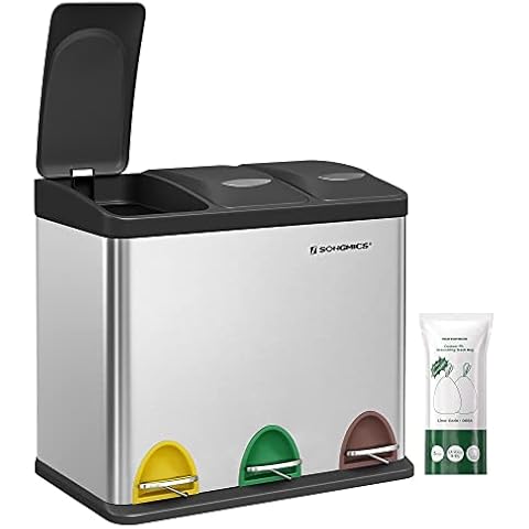 SONGMICS Mülleimer Küche, 3 x 8 Liter Cover