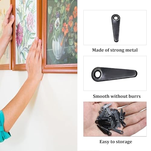Image of 100Pcs Picture Frame Turn Button Fasteners with Screws, 6x21mm Metal Photo Frame Hardware Backing Clips for Hanging Pictures, Posters, Drawing Crafts - Black