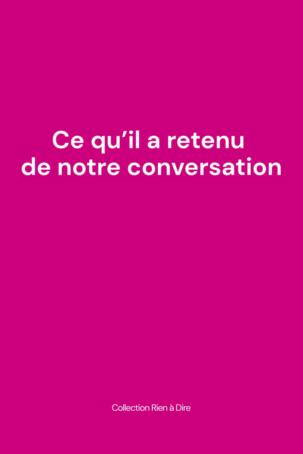Ce qu’il a retenu de notre conversation: Un livre volontairement vide. Parce que parfois, le silence en dit long.