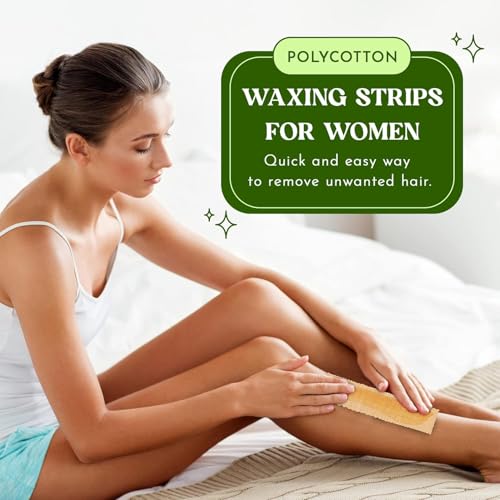 Image of MOOM Wax Strips & Applicator Sticks for Hair Removal - 96 & 30 Count | Reusable Polycotton Strips and Wood Applicator Sticks for Sugar Wax, Soft Wax, Body, Bikini, Face and Eyebrow Waxing