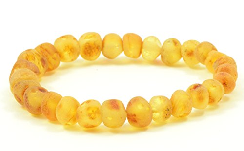 Raw Bernstein Armband für Erwachsene hergestellt auf Elastic Band - 17,8 cm - Baltischer Bernstein Land - Handarbeit aus unpoliert/Zertifiziert Baltischer Bernstein Perlen 7 inches honig Cover