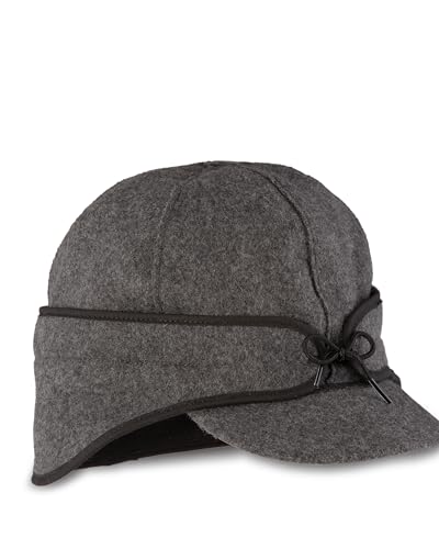 Stormy Kromer The Rancher Cap Wool Winter Hat for Men Fleece-Lined Insulated Earflap Thinsulate Crown Outdoor Cold Weather Cap Six-Panel Design Size 7 1/2 Charcoal