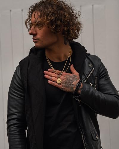 Forge & Foundry Men’s Matte Black Solid Onyx Beaded Bracelet | 10mm, 8mm, 6mm Bead Size Options | Signature Stainless Steel Engraved Bead | Andalus4