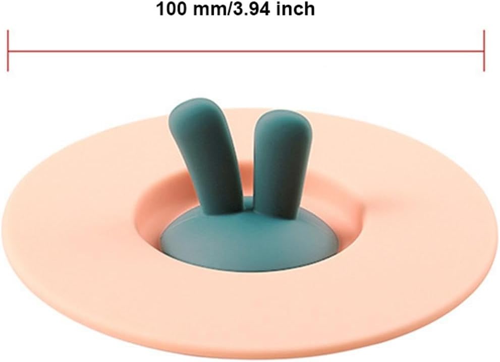 TopHomer 5 Packs Silicone Cup Lids Mug Cover with Clamping Spoon Design Anti-Dust Airtight Mug Covers for Hot and Cold Beverages Charming Animals Shape (Pink)