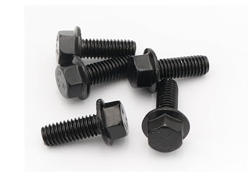 Image of LBY 10pcs Hex Flange Bolt, 3 /8-16 x 1'' (Fully Threaded) Flanged Hex Head Bolts, Flange Hexagon Screws, 304 Stainless Steel, Galvanized (Black)