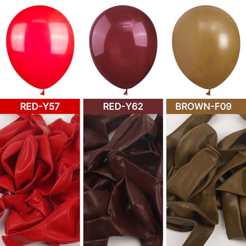 Image of PartyWoo Burgundy Balloons 50pcs Dark Chestnut Red Maroon Dark 12 Inch | Balloons for Graduation Thanksgiving Birthday Bachelorette Citizenship Strawberry Casino Party Decorations Red-Y62