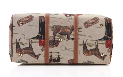 Signare Tapestry Large Duffle Bag Overnight Bags Weekend Bag for Women with Horse Design (BHOLD-HOR) - Thumbnail 2