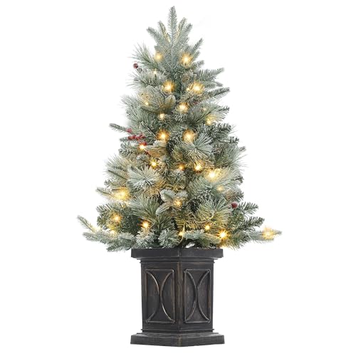 3 Ft Pre-Lit Christmas Tree, Artificial Christmas Trees with Lighting, Xmas Trees with 78 Led Lights, Christmas Decoration for Home, Office, Easy Assembly
