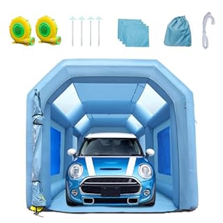 VEVOR Portable Inflatable Paint Tent for Spray Painting 480+750W, 5 x 2.2 x 2.1 m Spray Guard Paint Booth for DIY Projects, Hobby Paint Machine Tool, Blue 210D Oxford Fabric Car Paint Booth