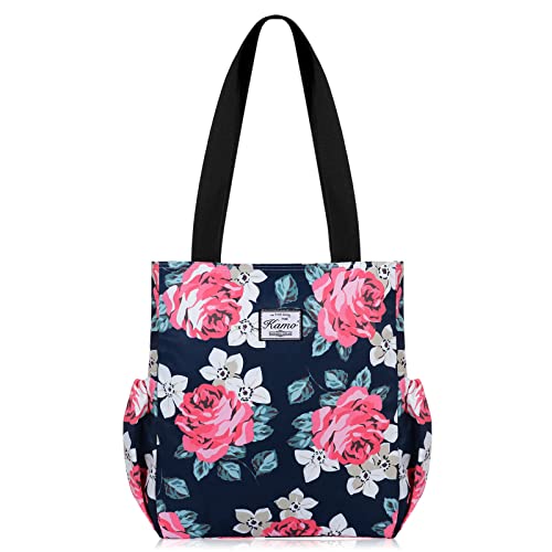 Image of KAMO Floral Tote Bag - Waterproof Lightweight Handbags Travel Shoulder Bag for Hiking Yoga Gym Swimming Travel Beach