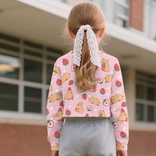 2025 Girls Sweatshirts Long Sleeve Pullover Sweatshirt Crop Tops Casual Crewneck Tee Shirt Fall Clothes Size 5-142