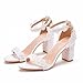 Zapatos De Boda De Tacón Alto para Mujer Zapatos De Boda 7Cm Tacón Grueso Encaje Blanco con Tacones Altos con Cuentas Zapatos De Boda Nupcial De Boda Zapatos De Novia De Princesa,White 7,37 EU