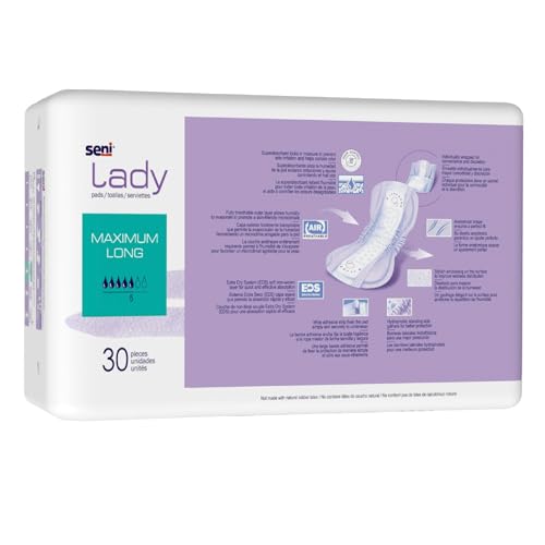 Image of Seni Lady Premium maximum long Bladder Control Pads - 30 pcs, Fully Breathable | Travel Friendly | Incontinence Protection | Absorbent | Skin-Friendly | Discreet & Comfortable