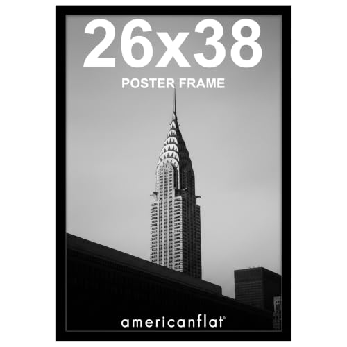 Image of Americanflat 26x38 Poster Frame - Black Engineered Wood with Polished Plexiglass - Wide Picture Frame for Vertical or Horizontal Wall Display - Epic Collection - Black