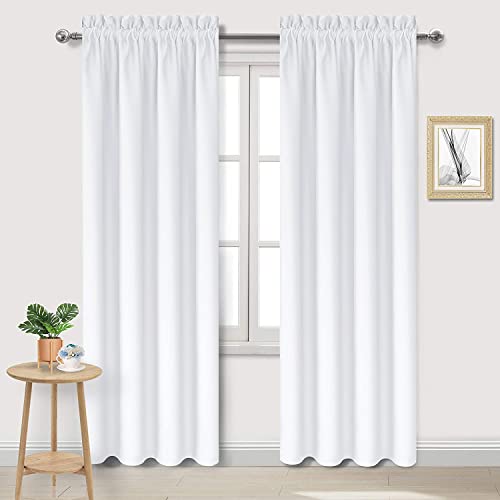 DWCN White Curtains 50% Light Blocking for Living Room 84 Inch 2 Panels