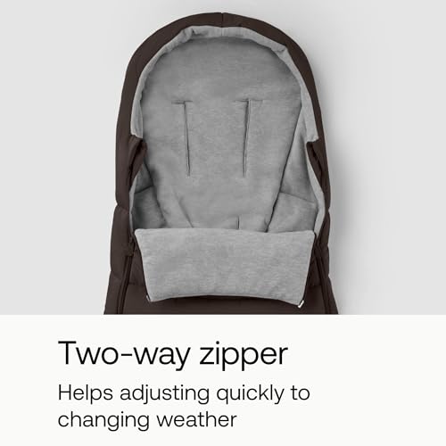 Image of Bugaboo All-Season Footmuff - Weatherproof, Breathable & Water-Repellent Toddler Footmuff with Removable Insert, Reflective Details, Two-Way Zipper, Fits All Bugaboo Strollers - Cocoa Brown | Soft fleece lining, breathable materials, weatherproof protection, two-way zipper, reflective details, Cocoa Brown