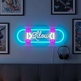Custom Skateboard Name Neon Sign, Personalized LED Name Skateboarding Light Up Sign...