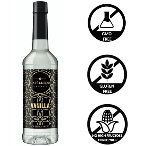 Image of NEW Cafe Le Rou Vanilla Classic Syrup - 25.4 oz, 1 Pack with 1 Gold Pump Dispensers 25.4 Fl Oz (Pack of 1)