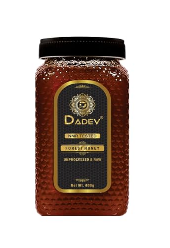 DADEV Honey NMR Tested 100% Pure Raw Honey, Unprocessed Forest Organic Honey-600gm Glass JAR