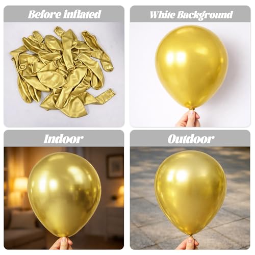 Image of Voircoloria 90pack Metallic Gold Balloons Different Size 18 /12 /10 /5 Inch Chrome Gold Balloon Garland Arch Kit for Wedding, New Year, Birthday, Graduation, Bridal Shower, Baby Shower Decorations